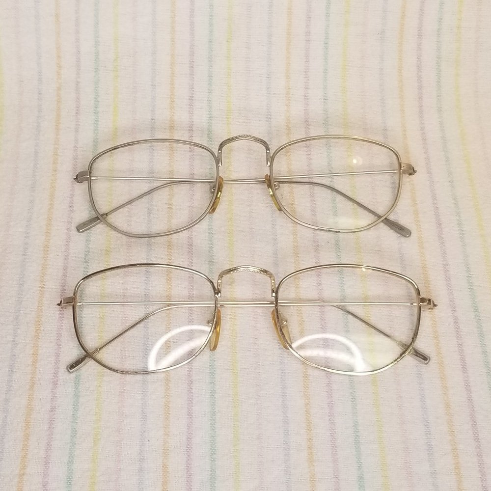 Vintage Delicate Gold Silver Eyeglasses Frames Pair Antique ? Lightweight Metal